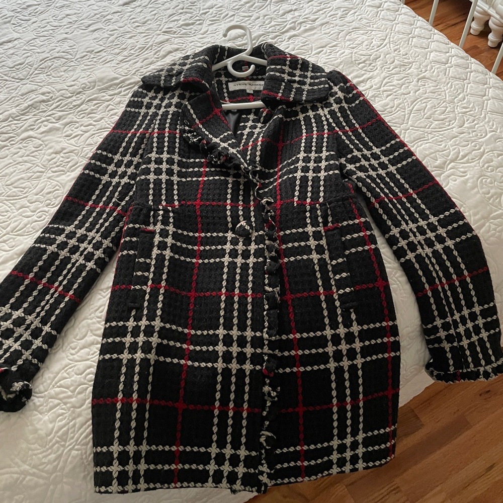 Steve Madden Black and Red Tweed Coat